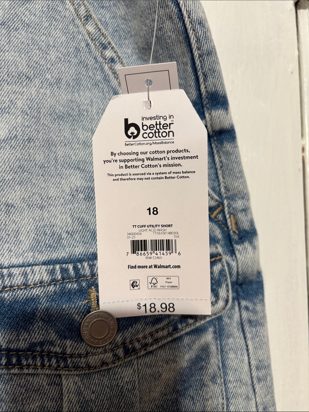 Time and Tru Light Wash Denim Cargo Shorts - Light Blue - Picture 5 of 5